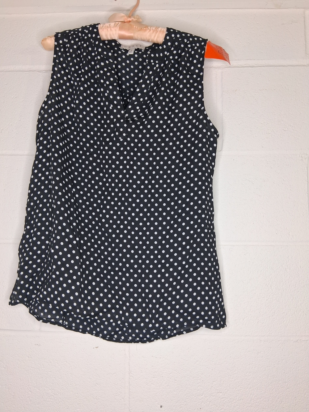 Chaus Black and White Polka Dot Sleeveless Camisole